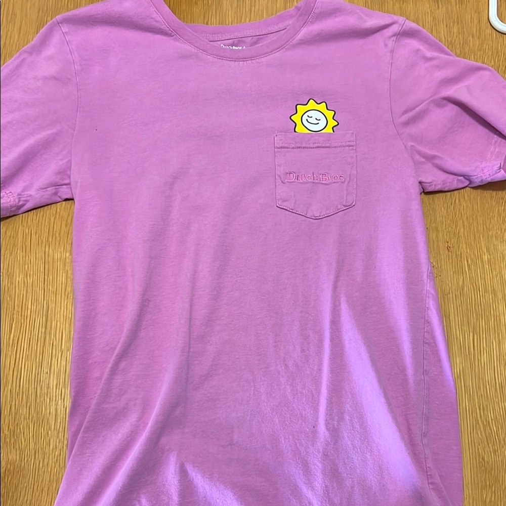 Dutch Bros Pink and Yellow Short Sleeve Tee